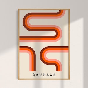 Bauhaus Kunstdruck mit Streifen: Retro Mid Century Modern Wanddeko
