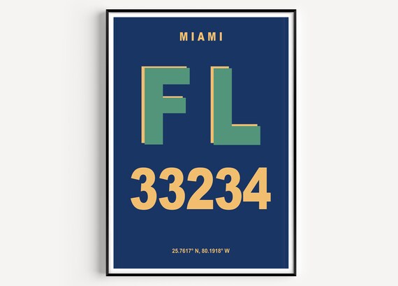 personalizado del código postal de Florida - Etsy España