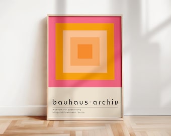 Póster naranja de la exposición Bauhaus: Impresión de arte moderno de mediados de siglo