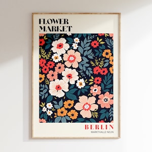 Stampa artistica del mercato dei fiori di Berlino: arte murale floreale retrò