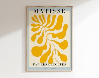 Yellow Matisse Leaf Art Print: Mid-Century Botanical Poster