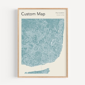 Impressão de mapa de cidade PERSONALIZADO, qualquer cidade, pôster de mapa colorido, pôster de mapa de qualquer localização, mapa personalizado, pôster de mapa personalizado, impressão de arte de mapa personalizado