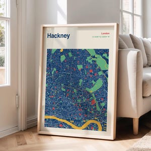 Hackney London Map Art Print: Unframed Matte Poster