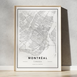 IMPRESSION DE CARTE DE MONTRÉAL, Affiche de carte de Montréal, Art mural de la carte de Montréal, Carte de rue de Montréal, Carte de Montréal, Cartes personnalisées disponibles