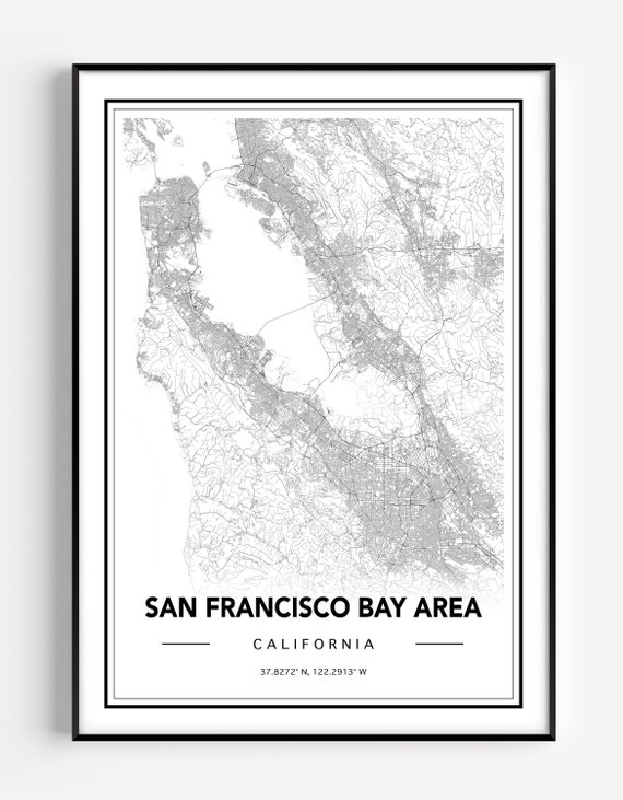 San Francisco Bay Area Kaart Francisco Kaart - Etsy België
