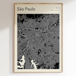 São Paulo Brasilien Karte Print, MEHR FARBEN, São Paulo Karte Poster, São Paulo Karte Wandkunst, São Paulo Straßenkarte, Karte Von São Paulo