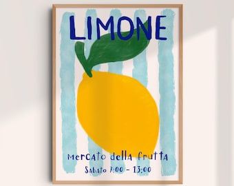 Hand Drawn Lemon Print: Italian Kitchen Wall Art