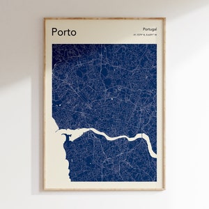 Porto Karte Druck, MEHR FARBEN, Porto Portugal Karte Poster, Farbe Porto Karte Wandkunst, Karte von Porto, Beliebige Stadt Karte Drucken
