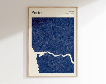 Porto Map Print: Portugal City Map Wall Art