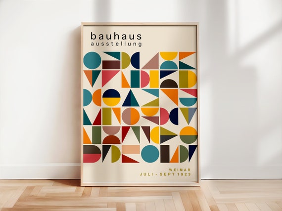 Multicolour Bauhaus Poster, Geometric Bauhaus Art Print, Mid