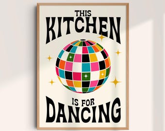 Ta kuchnia jest do tańca – wydruk artystyczny: Kolorowy plakat do kuchni w stylu retro