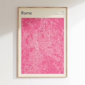 Impressão de mapa de Roma Itália, MAIS CORES, pôster de mapa de Roma, arte colorida de parede de mapa de Roma, mapa de Roma, impressão de mapa colorido, impressão de qualquer mapa de cidade
