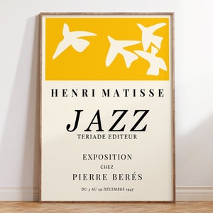 Yellow Matisse Jazz Exhibition Poster, Minimal Matisse Exhibition Art Print, Jazz Art Print, Matisse Cut Out, Mid Century Art Print | MP118