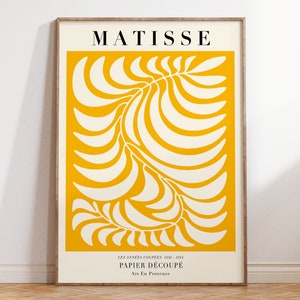 Yellow Matisse Leaf Print: Boho Floral Wall Art