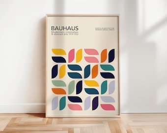 Bauhaus Art Print, Geometric Shapes Bauhaus Poster, Minimal Bauhaus Wall Art, Modern Bauhaus Poster, Mid Century Retro Poster | A049