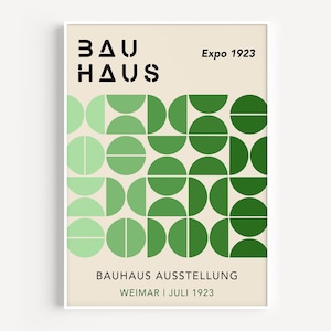 Green Bauhaus Art Print, Geometric Circles Bauhaus Poster, Minimal Bauhaus Wall Art, Inspired By Bauhaus Poster, Mid Century Poster | A042