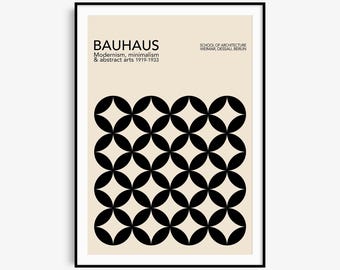 Impresión Bauhaus geométrica negra: Arte moderno de mediados de siglo (descarga digital)