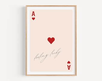 Ace of Hearts Poster: Retro Preppy Gallery Wall Art