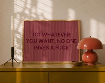 Edgy Quote Poster, Modern Red  And Pink Wall Art