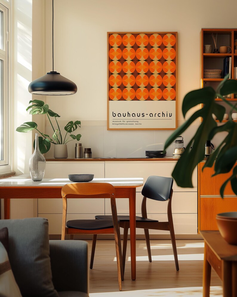 Orange Geometric Bauhaus Art Print: Mid-Century Modern Wall Decor image 5