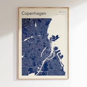 Kopenhagen Stadtplan Print, MEHR FARBEN, Kobenhavn Karte Poster, Farbe Kopenhagen Karte Wandkunst, Karte von Kopenhagen, Andere Farben verfügbar