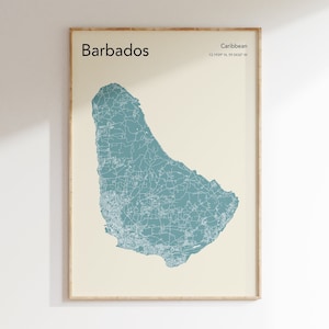 Barbados Map Print: Modern City Wall Art