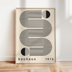 Poster Bauhaus di metà secolo, stampa d'arte Bauhaus nera, poster modernista, arte della parete geometrica, poster minimalista Bauhaus / A149
