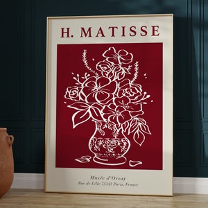 Matisse Flowers Exhibition Art Print: Red Botanical Poster