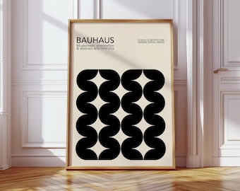 Black Geometric Bauhaus Poster: Mid Century Modern Print (Digital Download)