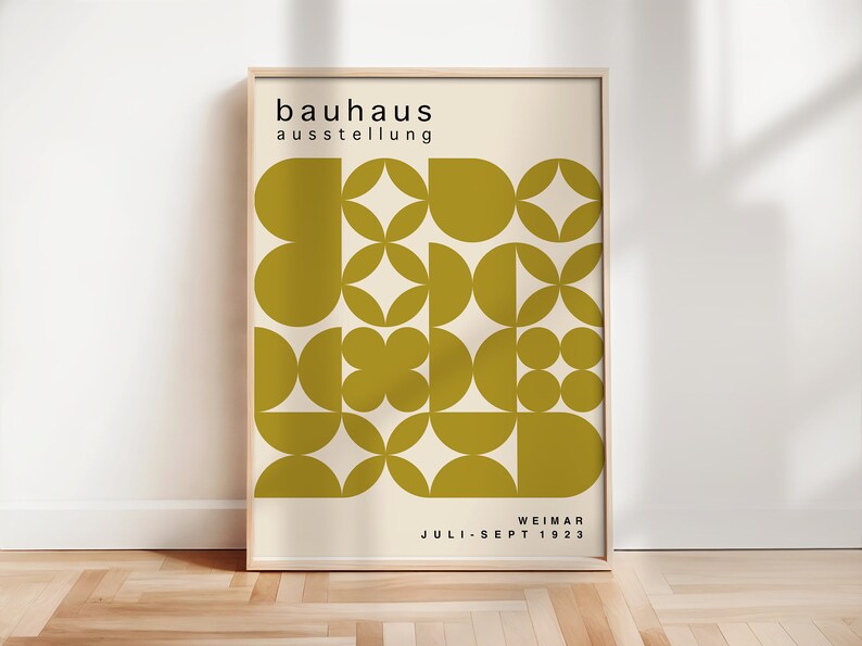 Olive Green Bauhaus Art Print: Mid-Century Modern Poster image 18