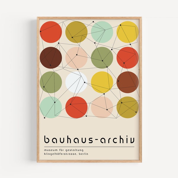 Bauhaus Circles Art Print, Bauhaus Poster, Minimal Bauhaus Wall Art, Modern Bauhaus Poster, Mid Century Retro Poster | A188