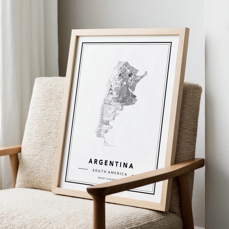 Argentina Map Art Print: South America Travel Poster image 2