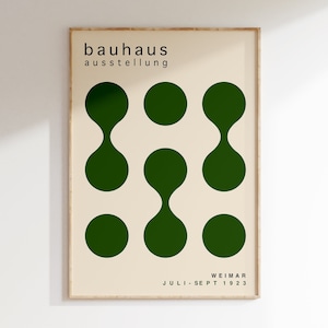 Affiche verte du Bauhaus du milieu du siècle, impression d’art Bauhaus Ausstellung, affiche géométrique, art mural moderniste du Bauhaus, art mural géométrique | A207
