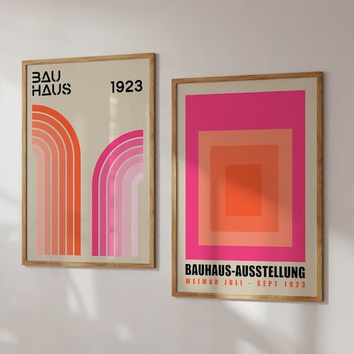 Geometric Bauhaus Print Set Colorful Bauhaus Wall Art Mdi Etsy