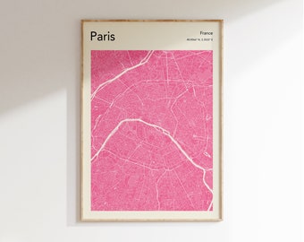 Paris City Map Print, MORE COLOURS, Paris France Map Poster, Colour Paris City Map Wall Art, Map Of Paris, Pastel Map Wall Art