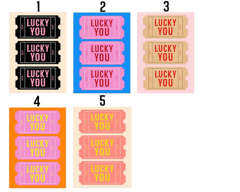 Trendy Lucky You Ticket Poster, Pink Lucky You Vintage Style Ticket Wall Art, Retro Gallery Wall, Preppy Aesthetic, Bar Cart Art T045 image 2