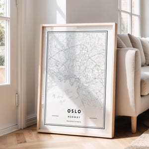 Oslo Norway Map Art Print: Minimalist City Map Poster