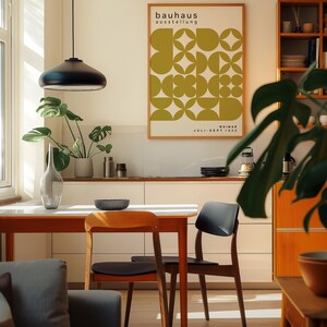 Olive Green Bauhaus Art Print: Mid-Century Modern Poster image 15