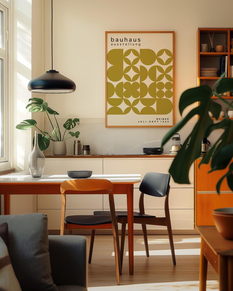 Olive Green Bauhaus Art Print: Mid-Century Modern Poster image 15