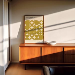 Olive Green Bauhaus Art Print: Mid-Century Modern Poster image 17