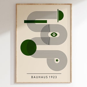 Green Mid Century Bauhaus Poster, Minimalist Bauhaus Art Print, Geometric Poster, Bauhaus Wall Art, Geometric Wall Art | A224