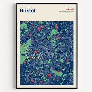Bristol Map Print, Bristol Map Poster, Colour Bristol City Map, Bristol City Map Poster, Map Of Bristol, Color Bristol Map, Any Location Map