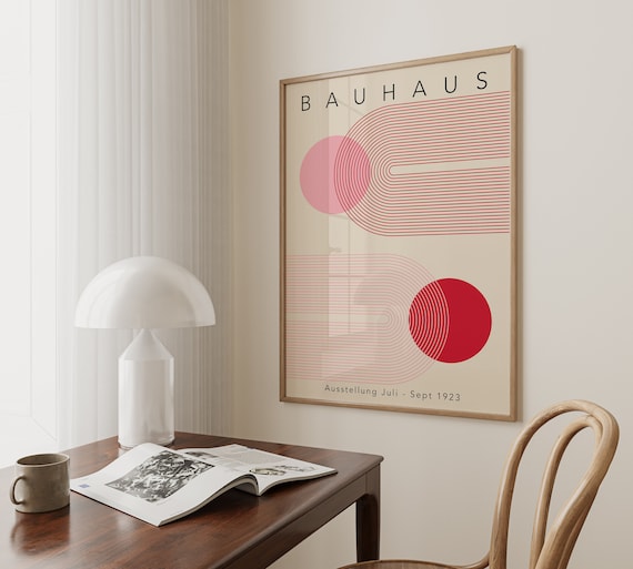Pink & Red Bauhaus Exhibition Poster, Bauhaus Ausstellung