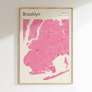 Brooklyn NY City Map Print, PLUS DE COULEURS, Affiche de carte de Brooklyn, Couleur Brooklyn Carte Wall Art, Carte De Brooklyn, Toute Impression de Carte de la Ville