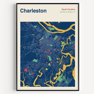 Charleston SC Map Print, Charleston Map Poster, Charleston Map Wall Art, Mapa de Charleston, South Carolina Poster, Minimal Charleston Map