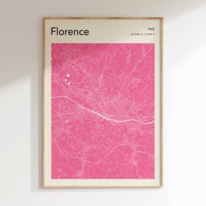 FLORENCE City Map Print, MORE COLOURS, Florence Italy Map Poster, Colour Florence Map Wall Art, Map Of Florence, Any City Map Print