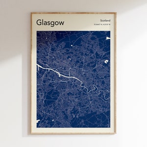 Glasgow Map Print, MORE COLOURS, Glasgow Map Poster, Glasgow Scotland Map Wall Art, Glasgow City Map, Colour Glasgow Map, Custom Map Poster