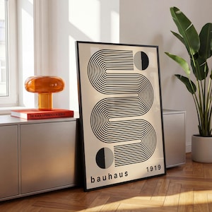 Bauhaus-poster: opvallende geometrische vormen, ingelijste optie
