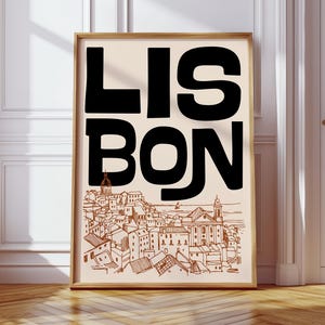 Lissabon reisprint, retro Lissabon print, reisprint uit het midden van de eeuw, Lissabon reisprint, vintage reisposter | 17M01