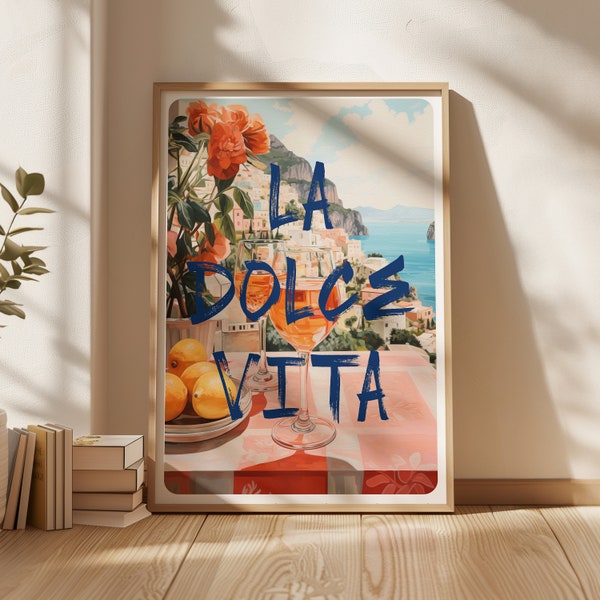 La Dolce Vita Digital DOWNLOAD Print, Retro Aperol Spritz Print, Italian Print, Trendy Typography, Trendy Kitchen Poster | TR103